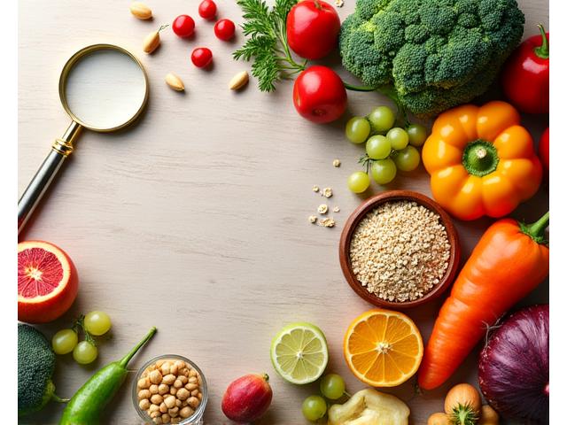 Assortment of fresh, colorful vegetables and fruits