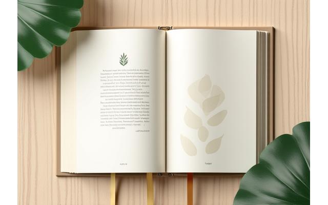 Open book with 'Wellness Guide' on cover and a leaf emblem
