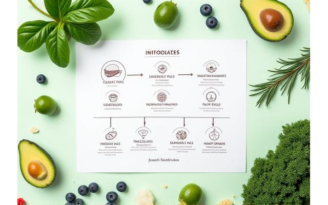 Infographic with healthy food icons and nutrition facts