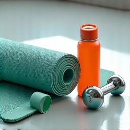 Fitness equipment like weights and resistance bands.